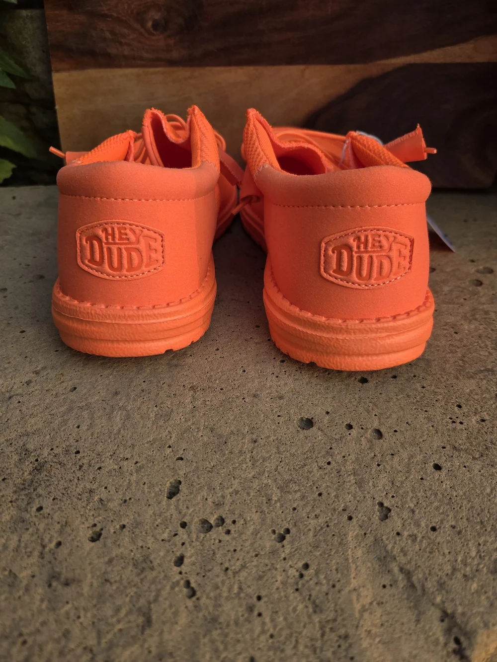 (NWT)Men's Hey Dude, Wally Funk Mono, neon orange color (size 9 )